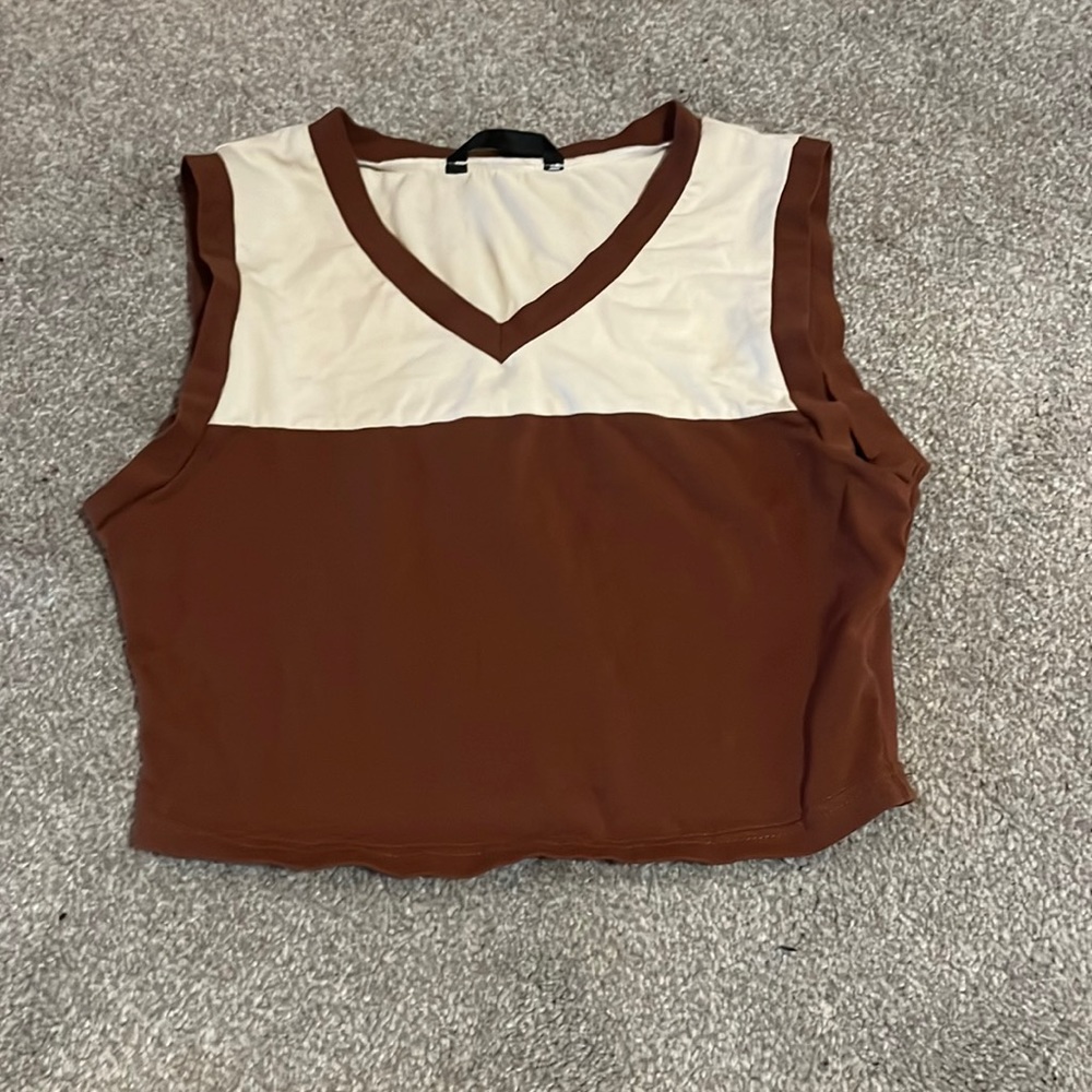 Shein V-neck 2 tone brown tank top sz small